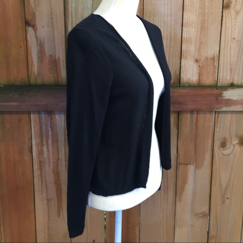 J Jill Cropped Open Black Linen Blend Cardigan GUC - Picture 3 of 8